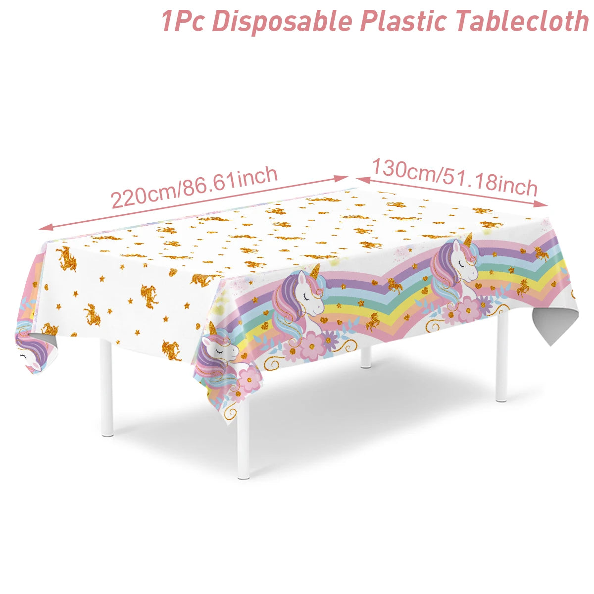 Rainbow Unicorn Tablecloth Birthday Party Decorations Waterproof PE Table Cover Kids Unicorn Theme Party Supplies
