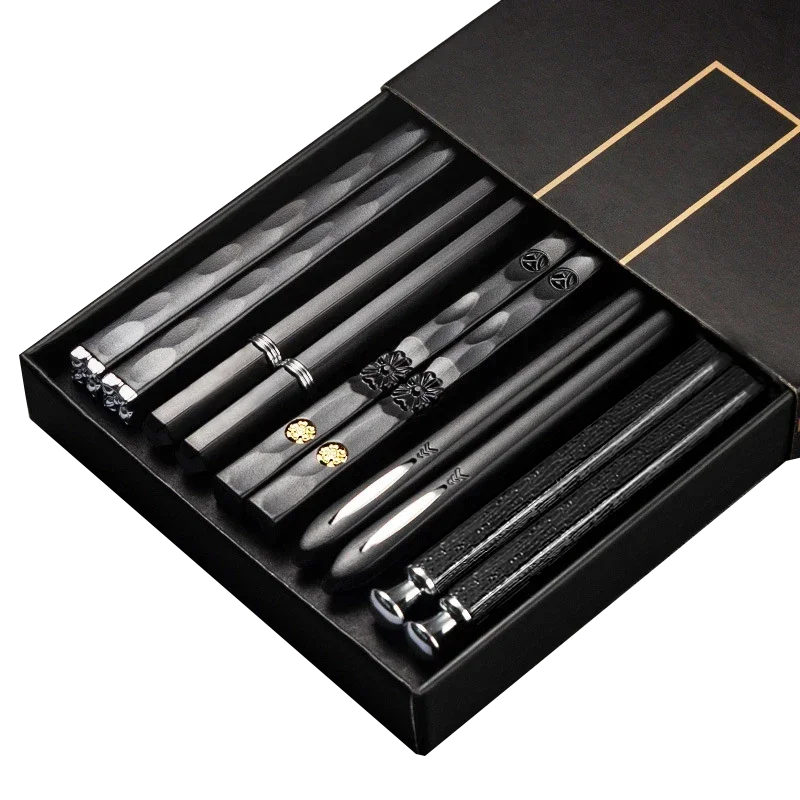 5 Pairs Japanese Non Slip Chopsticks Reusable Sushi Chopsticks Set for Home Restaurant and Hotel