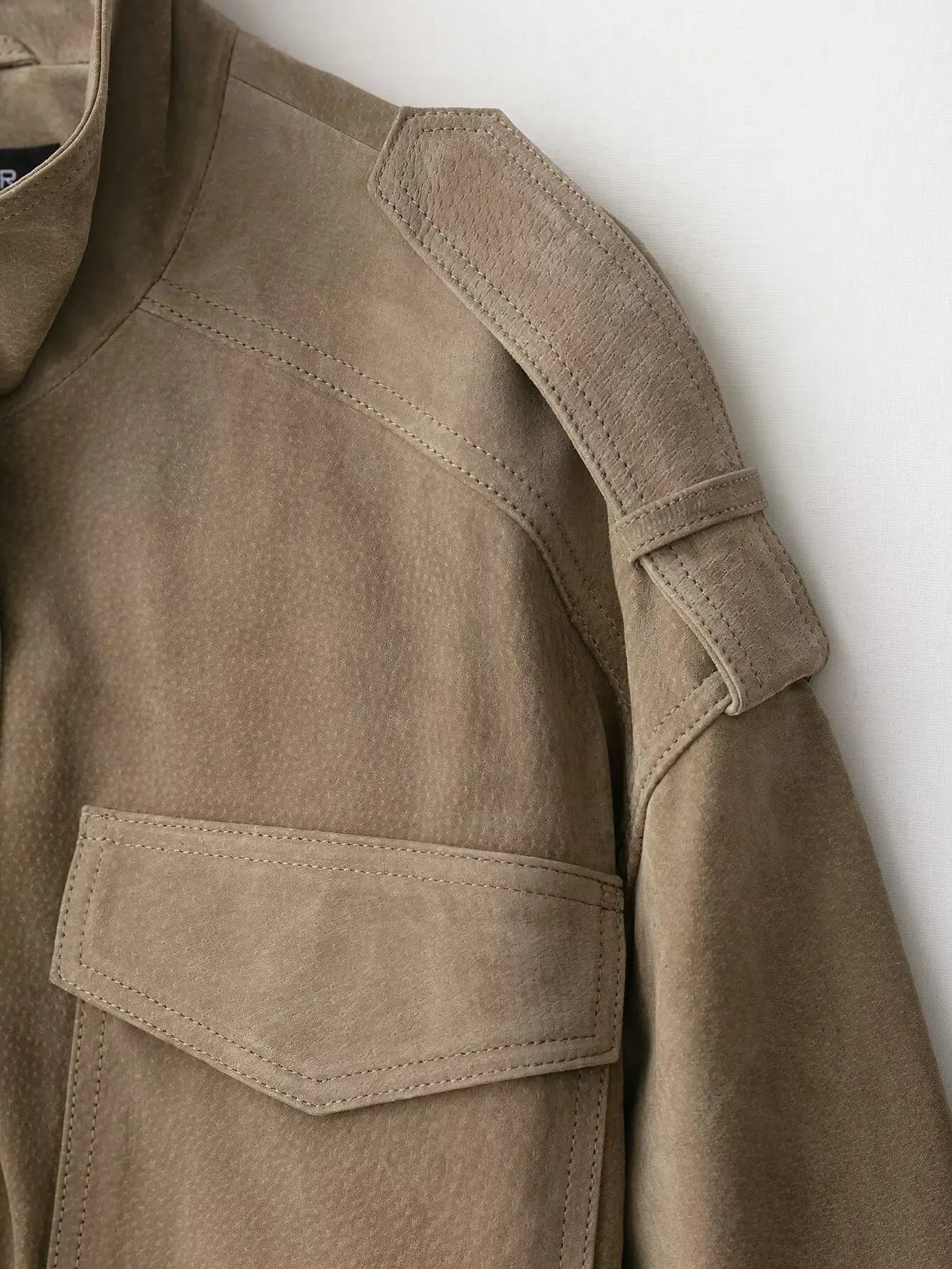 Women Suede Bomber Jacket Loose Fit Long Sleeve Coat Streetwear Outwear 2025