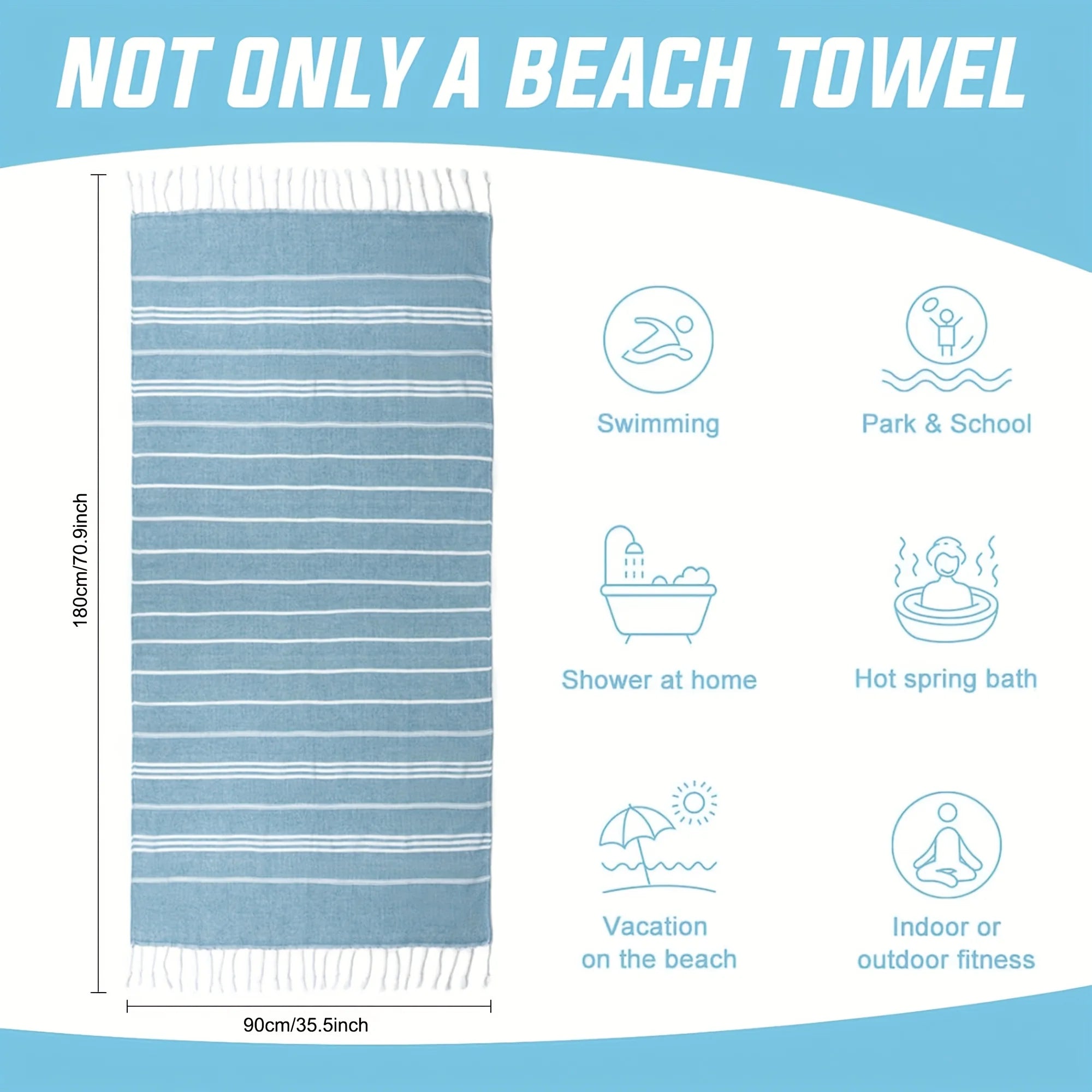 Turkish Beach Towel Quick Dry Soft Absorbent Sauna Gym Bath Towel