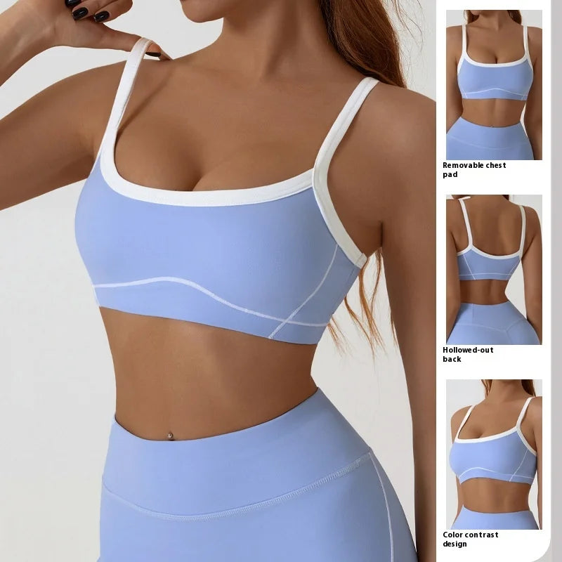 Women Sports Bra Shockproof Push Up Yoga Gym Bra Breathable Fitness Workout Top