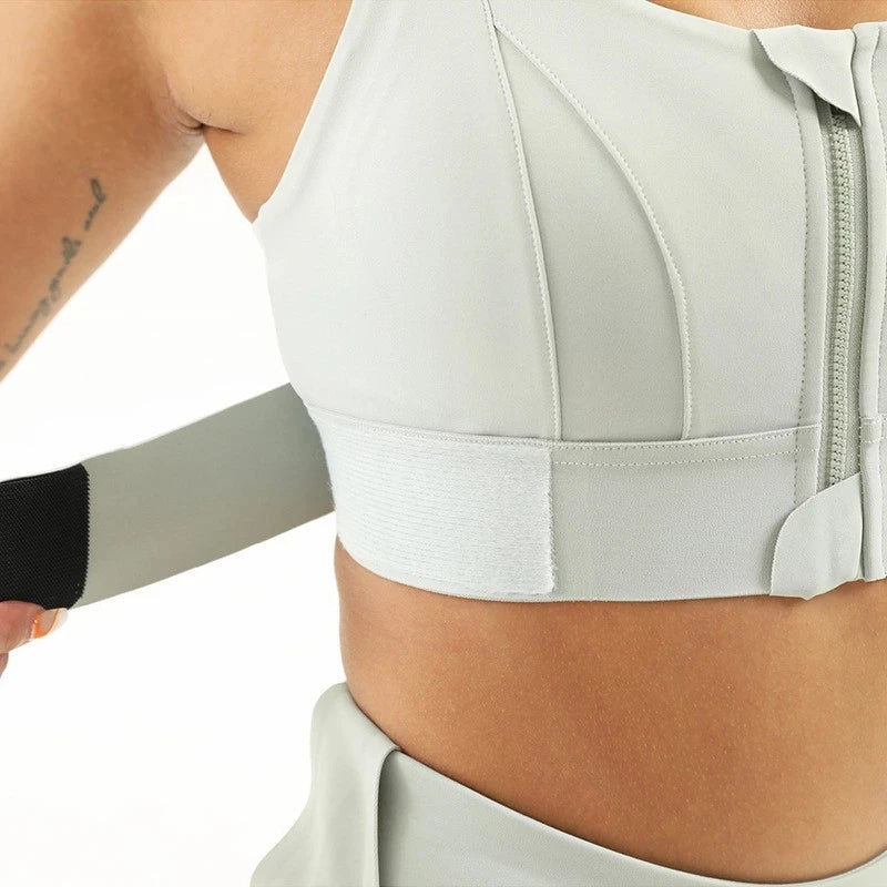 Women’s Front Zip Plus Size Sports Bra Adjustable Shockproof Yoga Crop Top