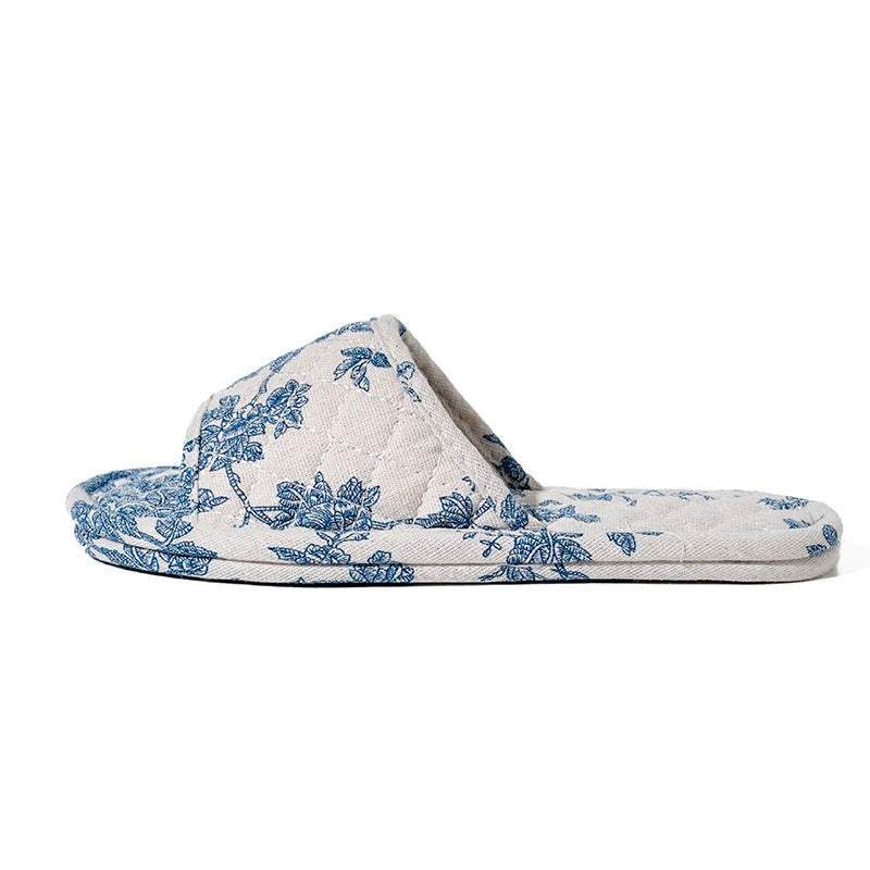 Floral Cotton Slippers Lightweight Anti Slip Indoor Home Shoes for Women Couples