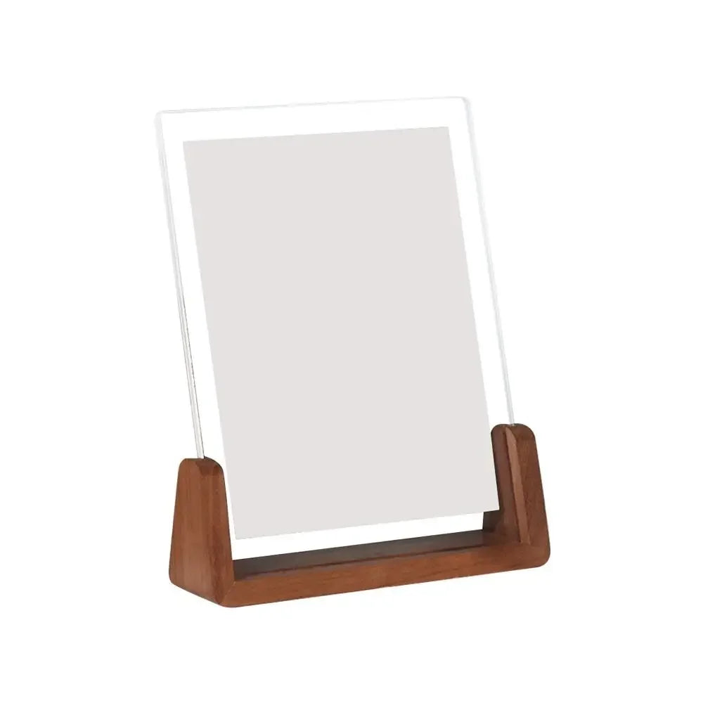 Acrylic U Shape Photo Frame Wooden Base Desktop Frame for Wedding Office Decor