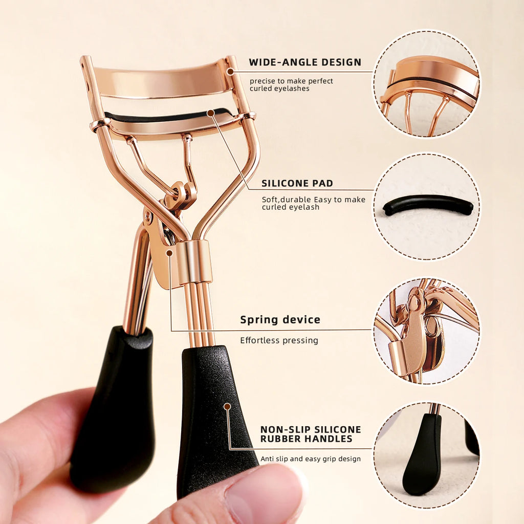 Eyelash Curler Portable Stainless Steel 15 Silicone Pads Lash Curling Tool Extensions