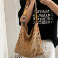 Women Boho Crochet Bag Knitted Floral Shoulder Tote Large Capacity Beach Woven Handbag