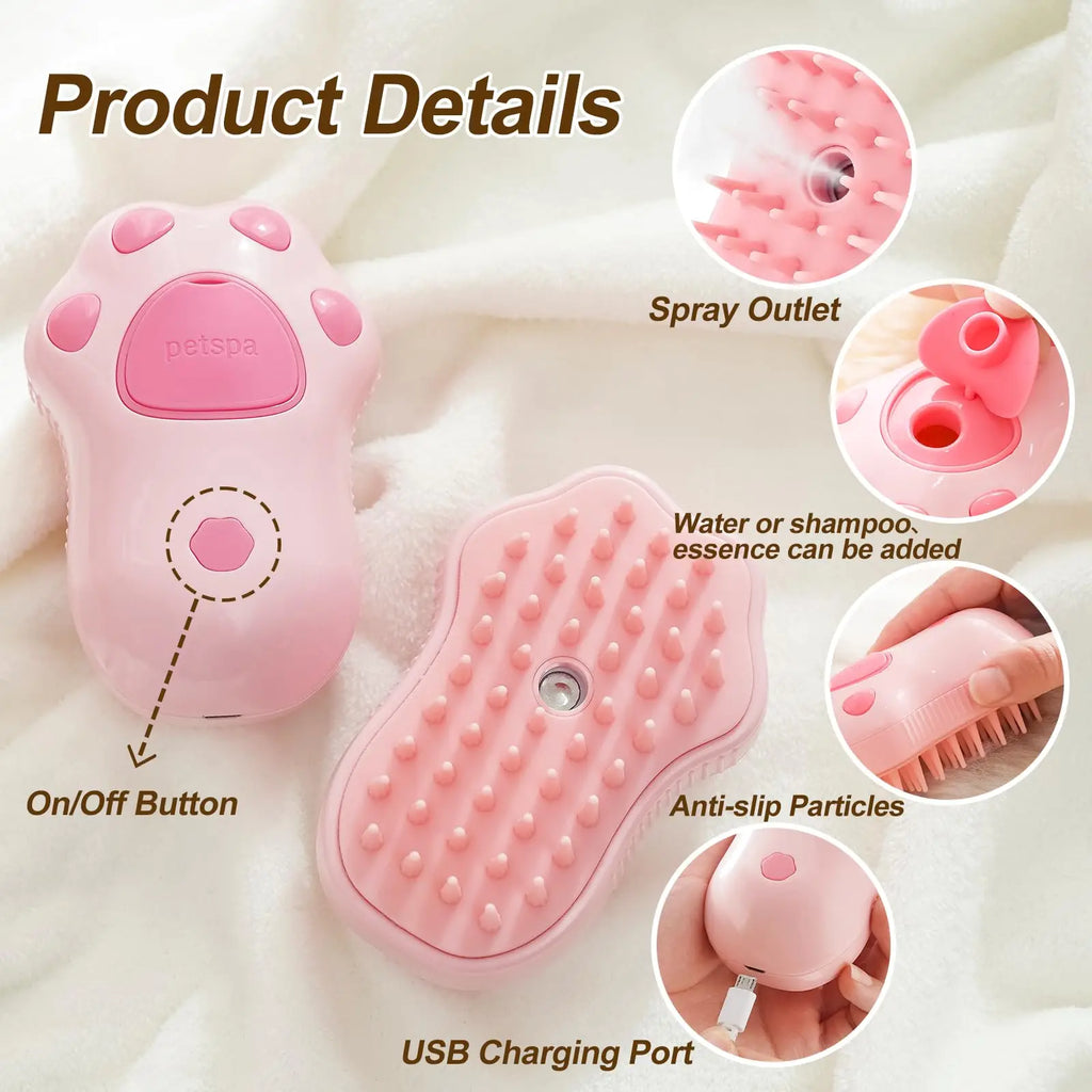 3 in 1 Pet Steam Brush for Cat Dog Grooming