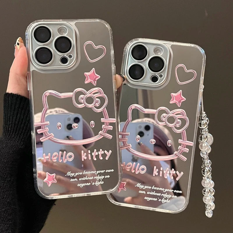 Sanrio Hello Kitty Silver Plating Mirror Cute Cartoon iPhone Case