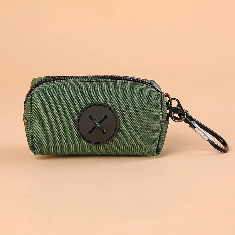 Canvas Dog Poop Bag Holder with Carabiner Clip Outdoor Waste Bag Dispenser