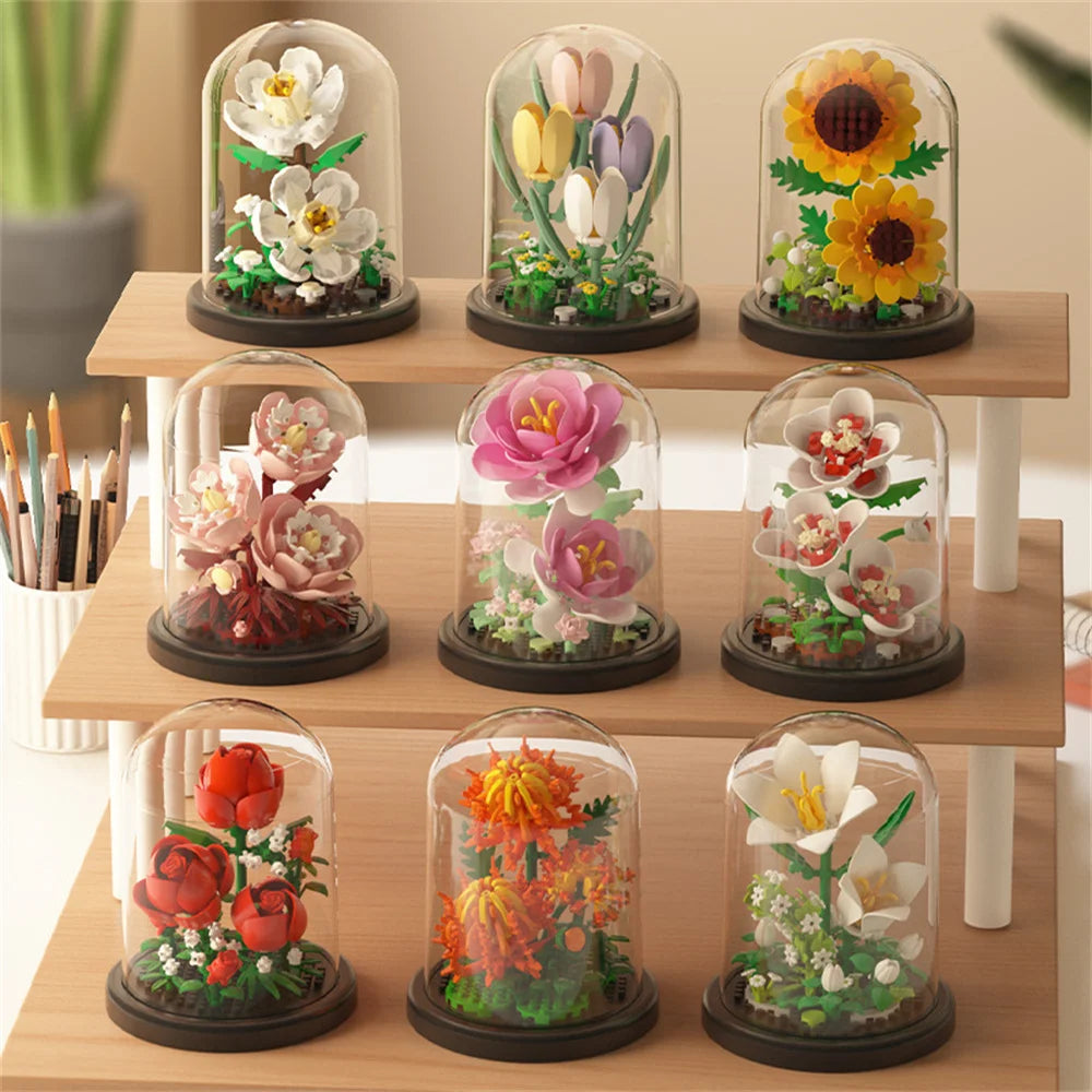 Eternal Flower Bouquet Building Blocks Bonsai Potted Plant DIY Model Toy Gift