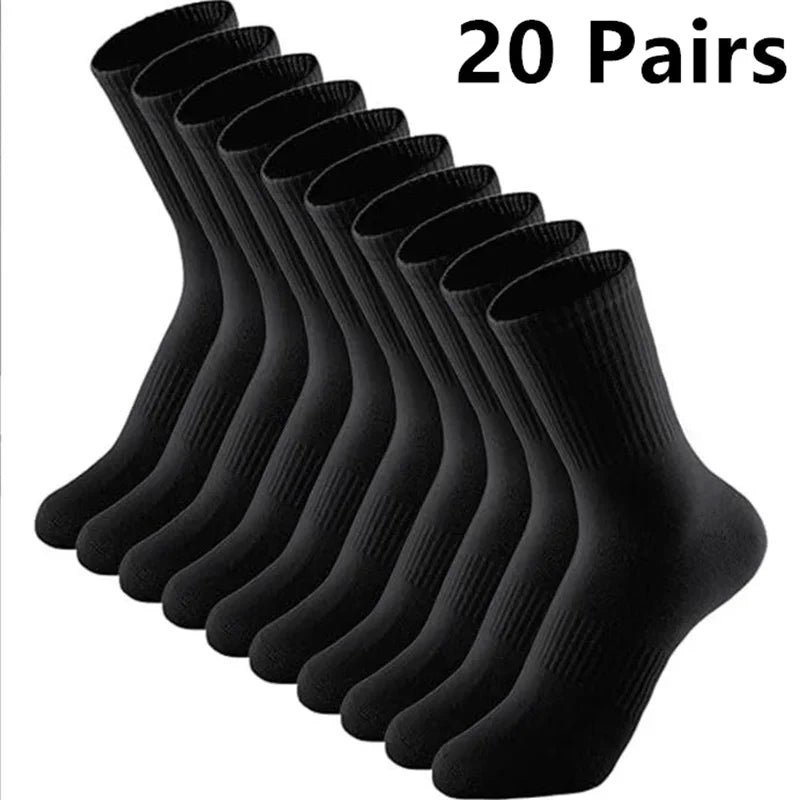 Men Cotton White Sports Socks Breathable Long Tube Socks Multi Pairs Big Size