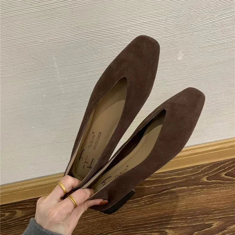 Women Square Toe Ballet Flats Soft Leather Comfortable Loafer Dress Shoes