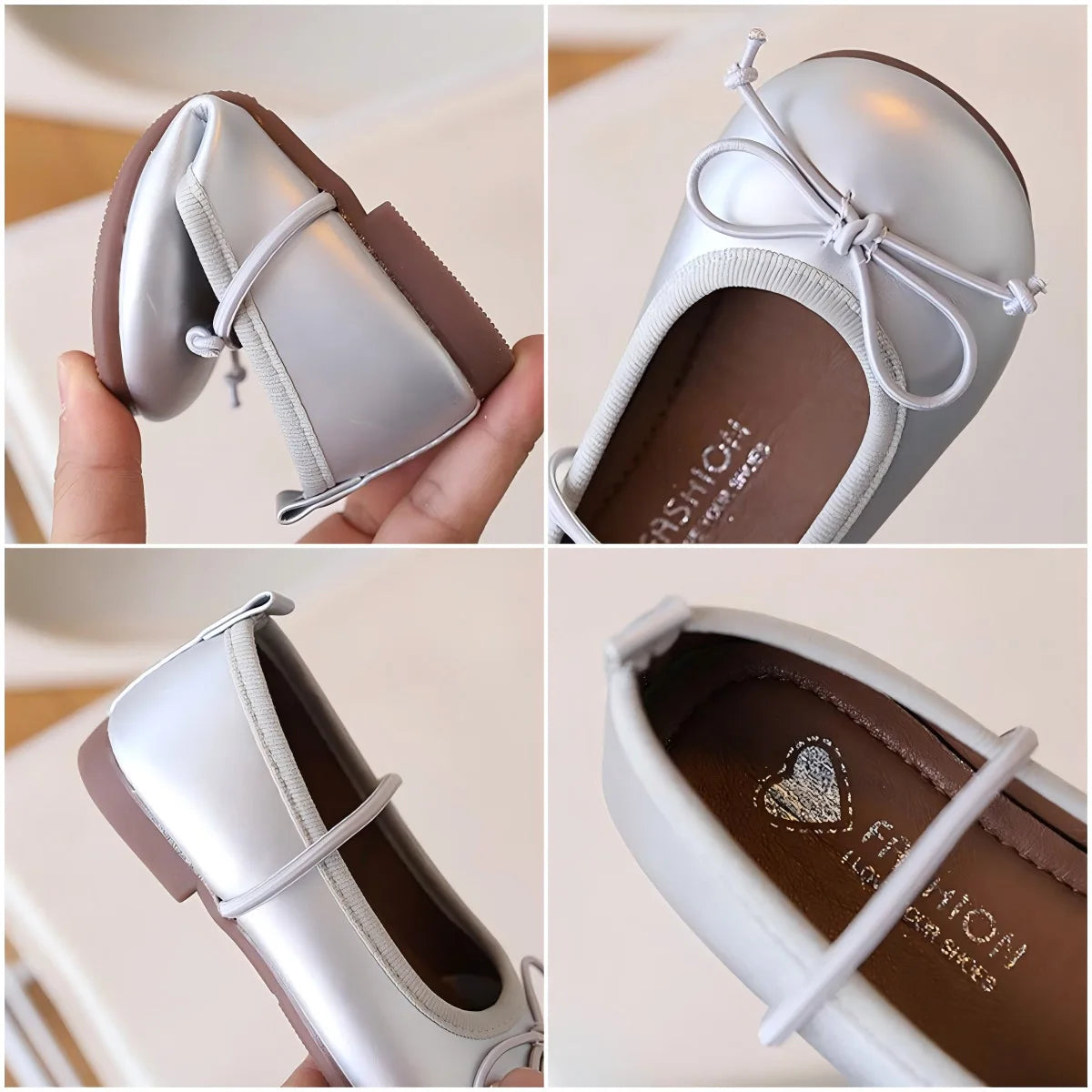 Girls PU Leather Oxford School Shoes Soft Toddler Flats Gold Silver