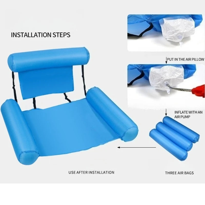 Inflatable Water Hammock Pool Float Lounge Chair 100x120cm