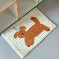 Striped Puppy Fleece Doormat Anti Slip Cute Bathroom Indoor Rug