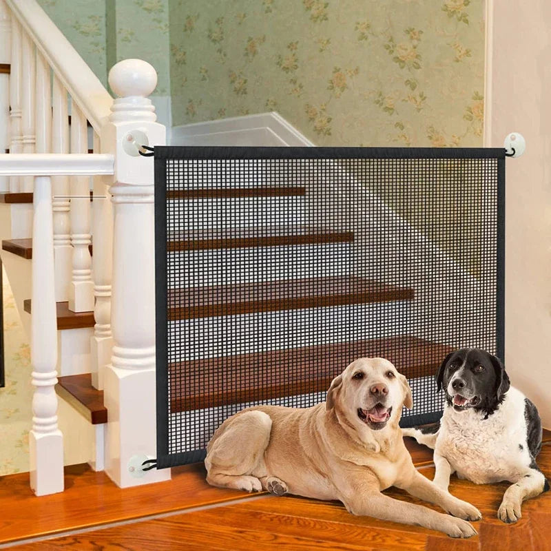 Portable Pet Safety Gate – Mesh Dog Barrier for Stairs and Doorways