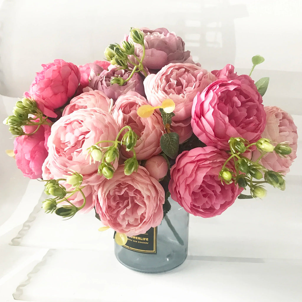 30cm Pink Peony Artificial Flower Bouquet Silk Fake Flowers Home Wedding Decor