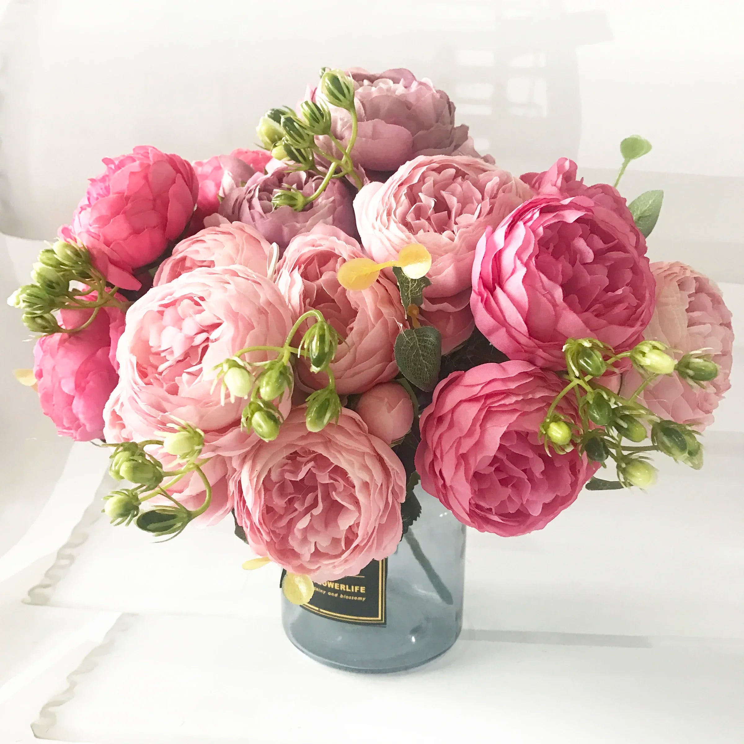 30cm Pink Peony Artificial Flower Bouquet Silk Fake Flowers Home Wedding Decor