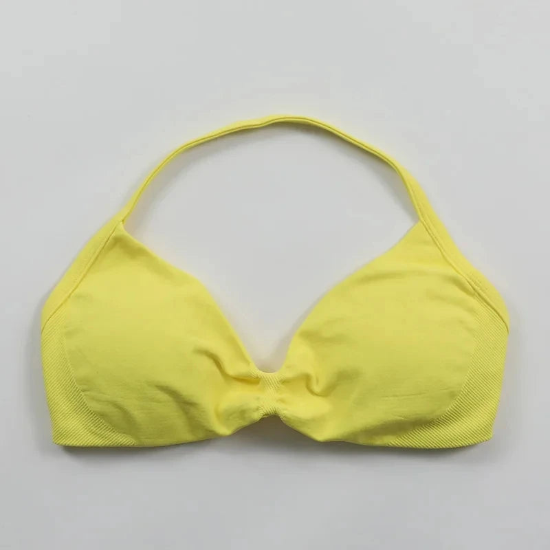Women Seamless Strappy Sports Bra Push Up Gym Yoga Fitness Top