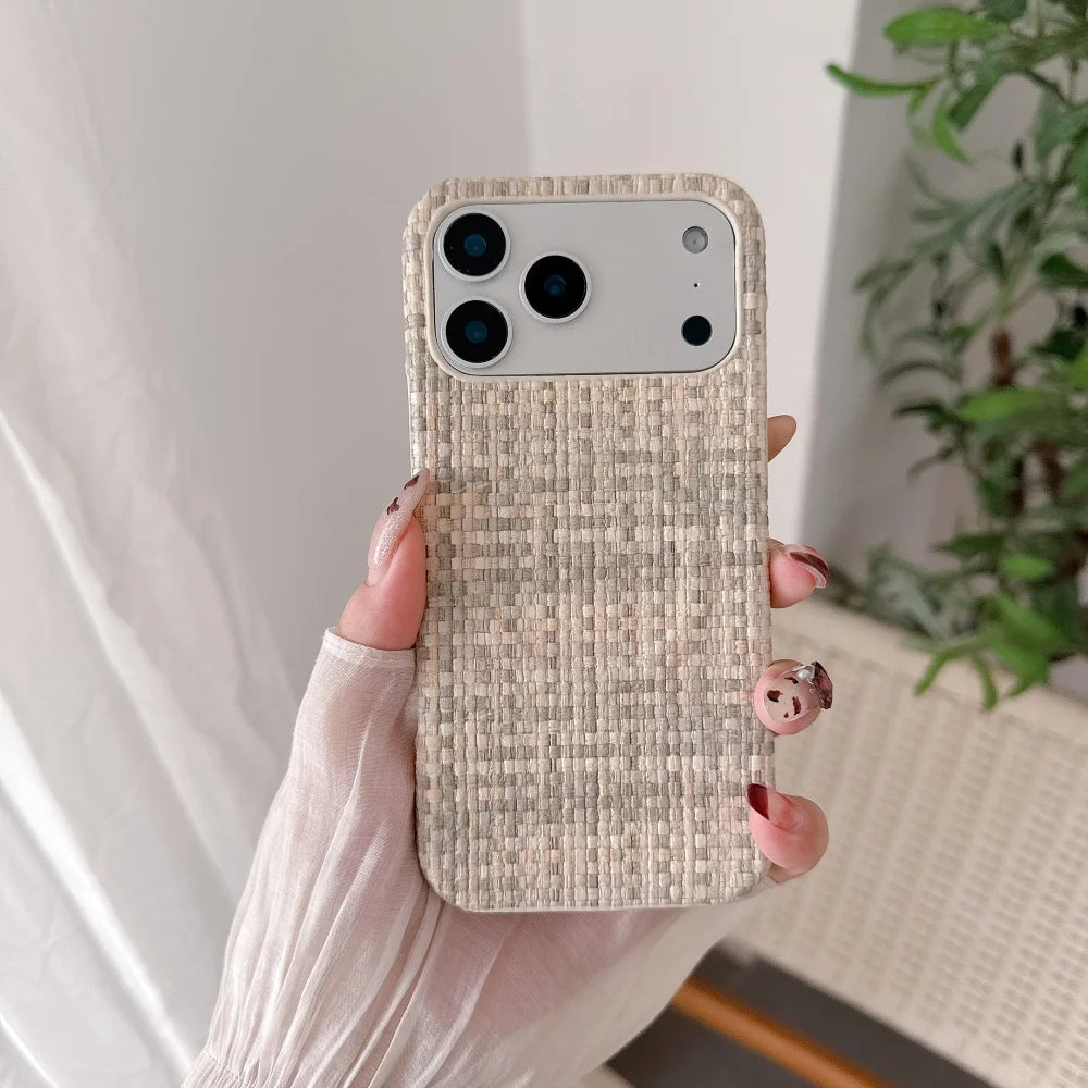 Frosted Leather Woven Pattern Magnetic iPhone Case