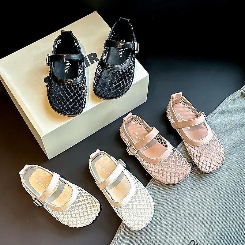 Kids Mesh Flat Sandals Soft Sole Non Slip Summer Princess Shoes Girls 2026