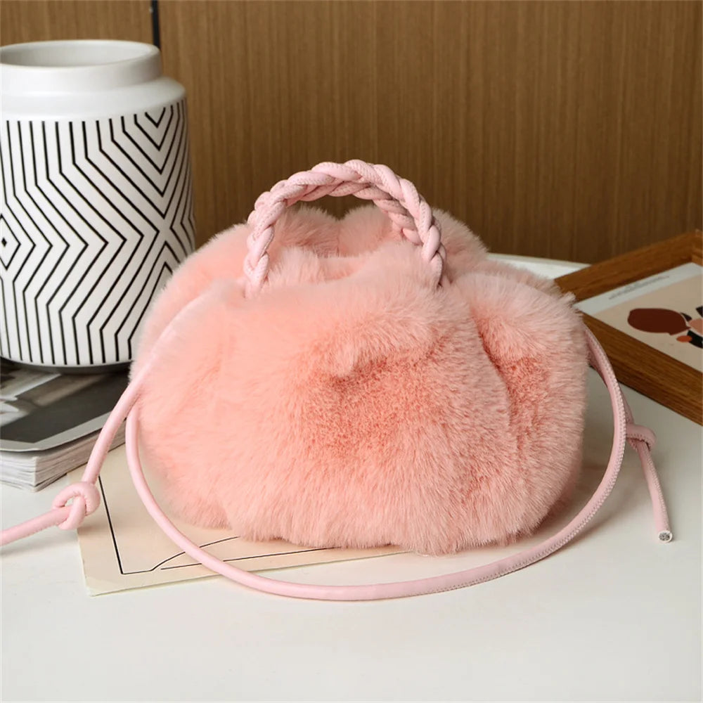 Women Pumpkin Plush Crossbody Shoulder Bag
