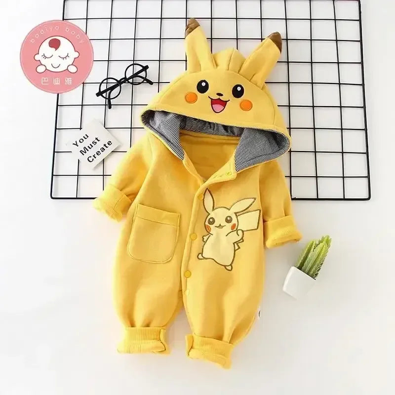 Baby Cartoon Yellow Mouse Winter Onesie Long Sleeve Newborn Romper