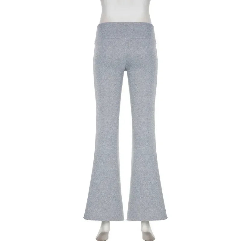 Women Low Waist Flare Pants Y2K Bootcut Streetwear