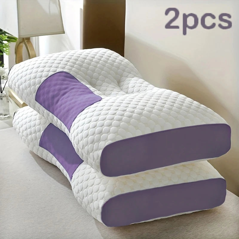 2pcs Ergonomic Neck Support Pillows Adjustable Orthopedic Contour Sleeping Pillow
