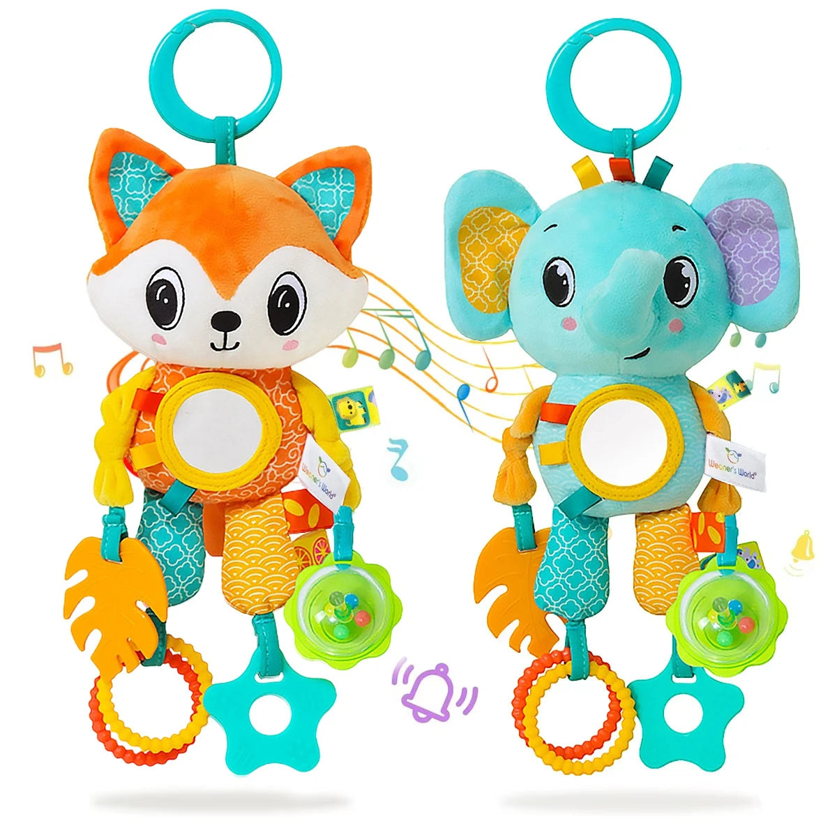 Hanging Plush Baby Sensory Toy with Teether