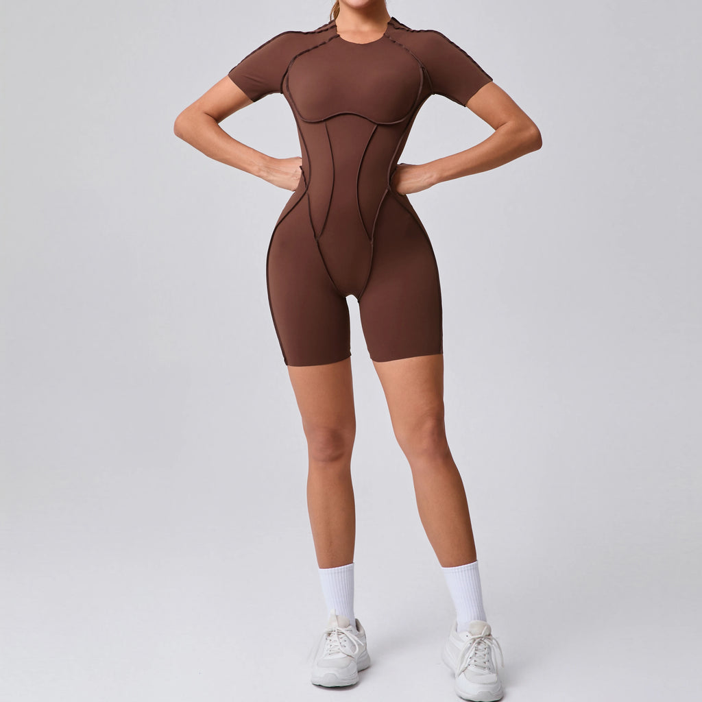 Women Backless Gym Jumpsuit Scrunch Yoga Sports Romper Fitness Outfit