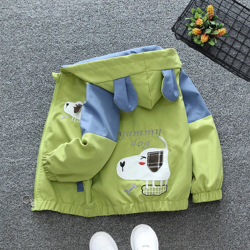 Kids Rabbit Hooded Windbreaker Jacket Spring Autumn Zipper Coat