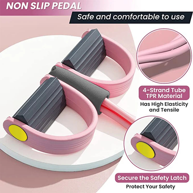Resistance Band Pedal Puller 4 Tube Fitness Rope for Abs Waist Arm Training
