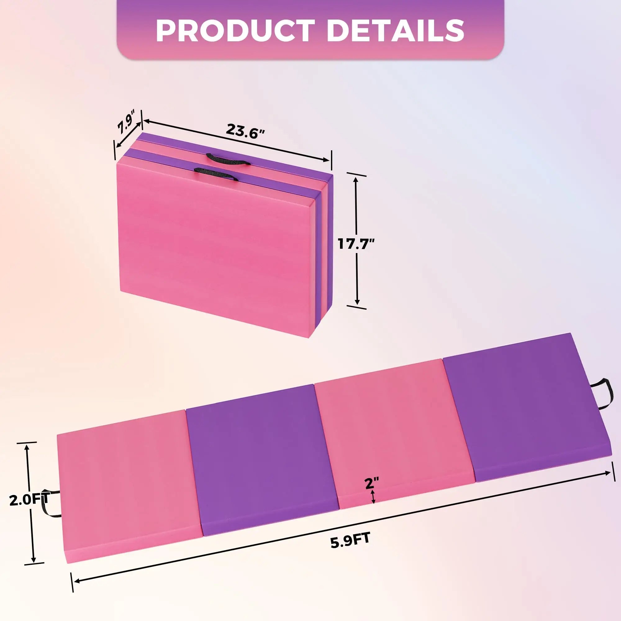 Foldable Gymnastics Exercise Mat Thick Portable Yoga Pilates Floor Pad