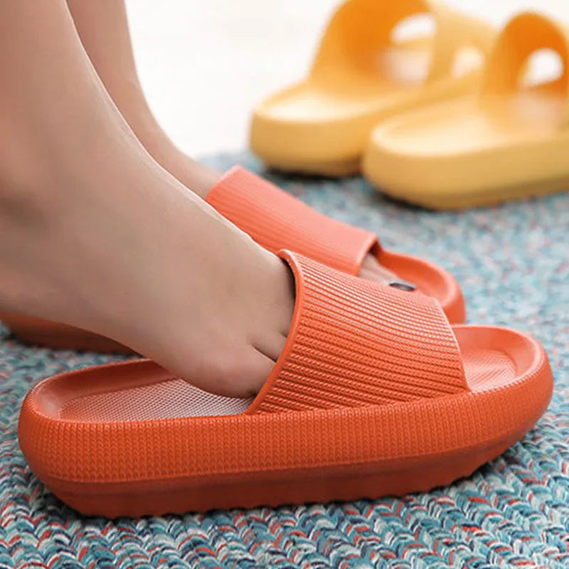 Cloud Cushion EVA Slippers Thick Sole 4cm Soft Anti Slip Bathroom Slides Comfortable Home Sandals for Men Women