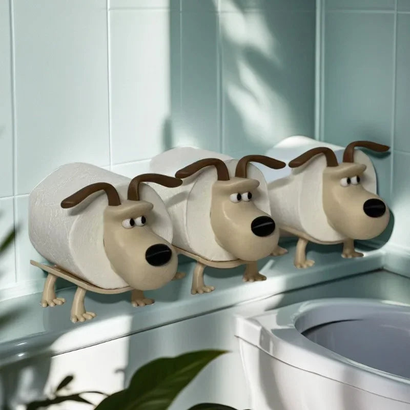 Puppy Toilet Paper Holder Cute Bathroom Storage Decor