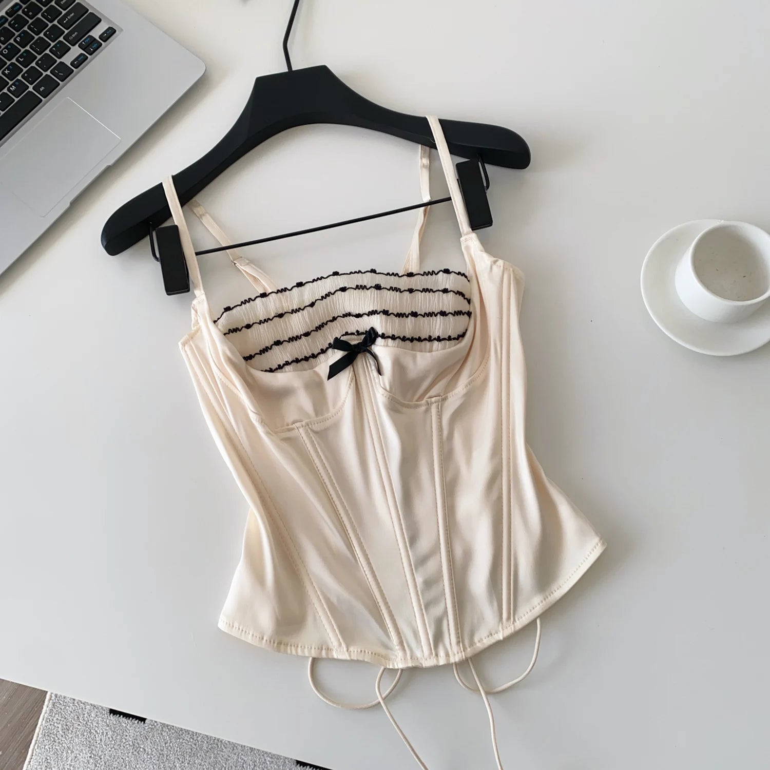 Women Lace Corset Cami Top Sexy Ruffle Strap Party Club Mini Top