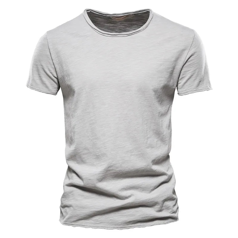 Men Cotton V-Neck Slim Fit T Shirt Short Sleeve Fashion Basic Tee