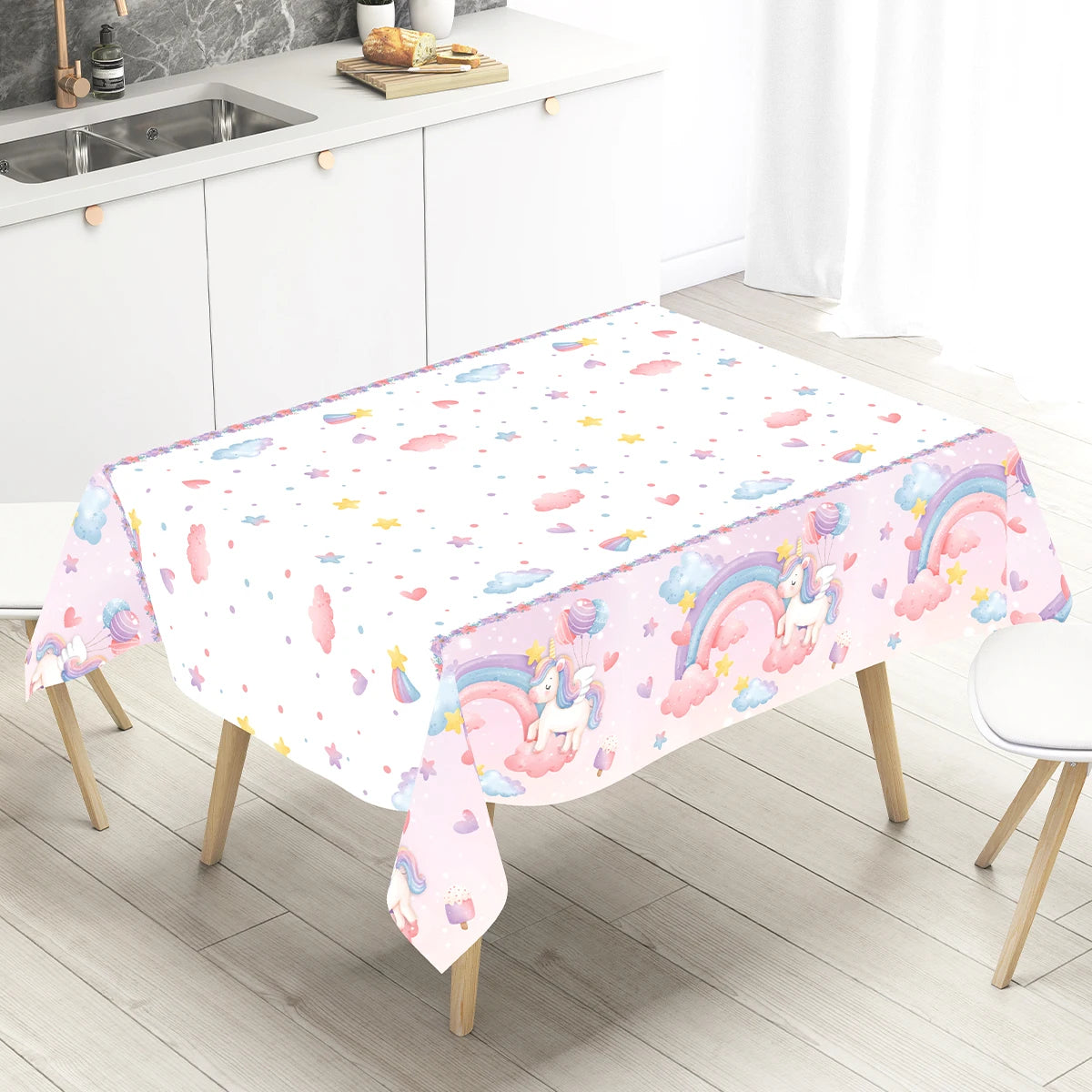 Rainbow Unicorn Tablecloth Birthday Party Decorations Waterproof PE Table Cover Kids Unicorn Theme Party Supplies
