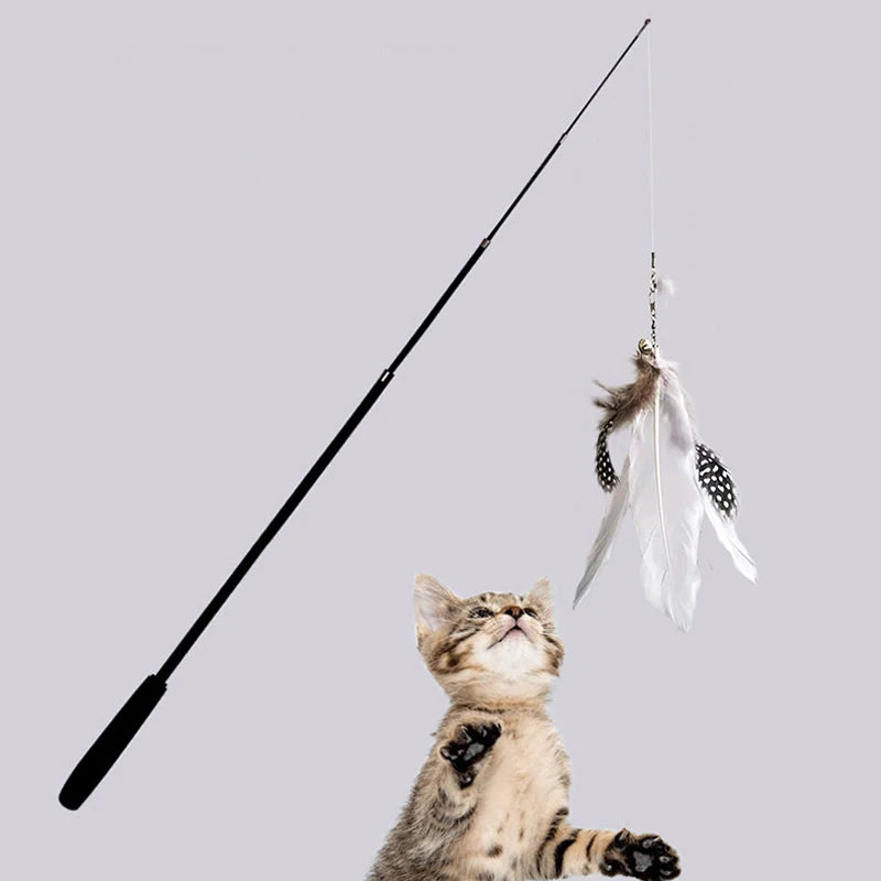 1.8m Telescopic Cat Feather Teaser Wand
