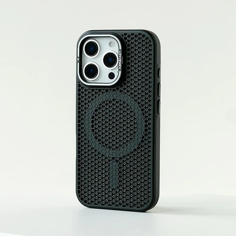Mesh Cooling MagSafe Alloy Lens Wireless Charging iPhone Case