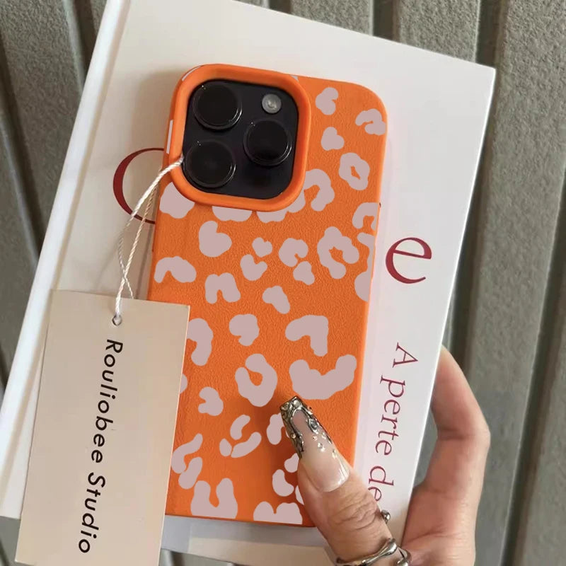 Pink Leopard Lichee Pattern Silicone iPhone Case
