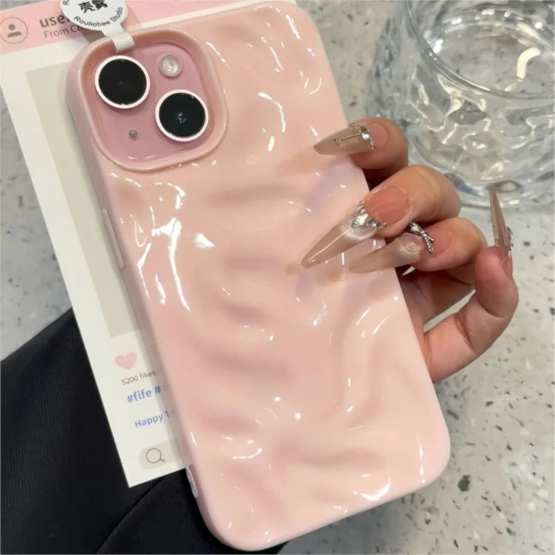 3D Wrinkle Wave Pattern Silicone iPhone Case
