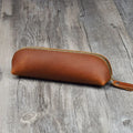 Vintage Leather Pencil Case Zipper Pouch Pen Holder Glasses Storage Bag