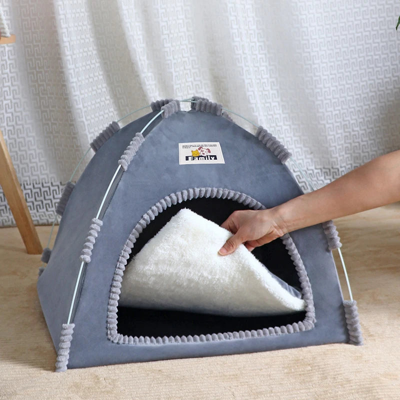 Foldable Cat House Pet Tent Four Seasons Portable Breathable Dog Cat Nest Bed