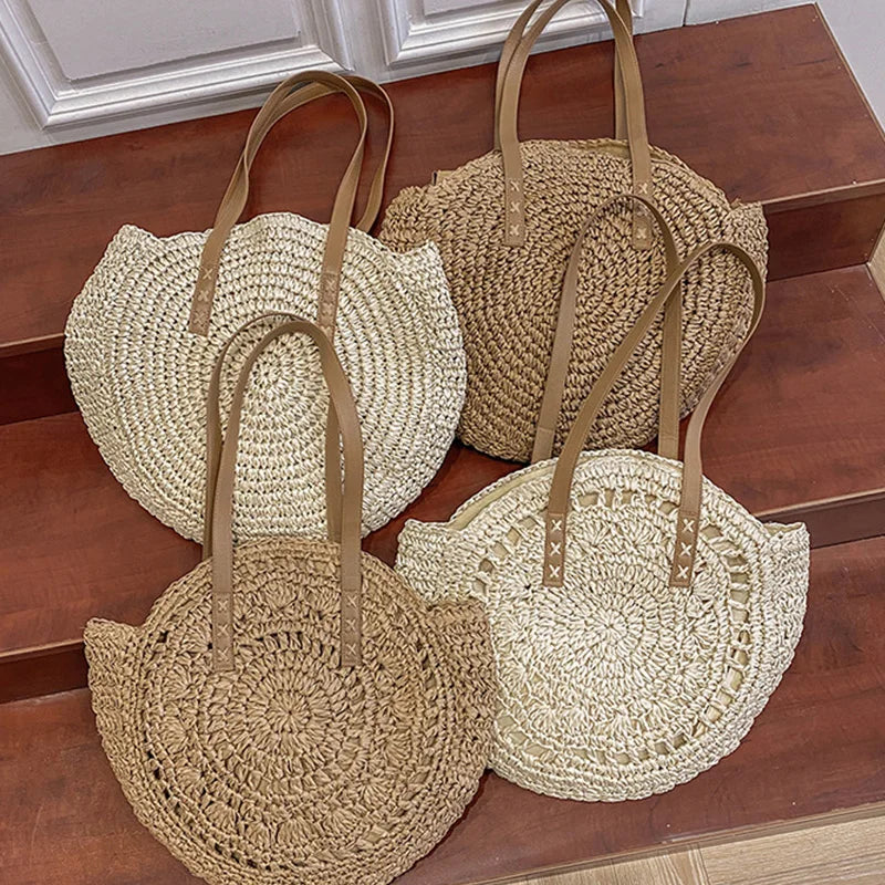 Summer Straw Beach Shoulder Bag Large Capacity Woven Tote for Women