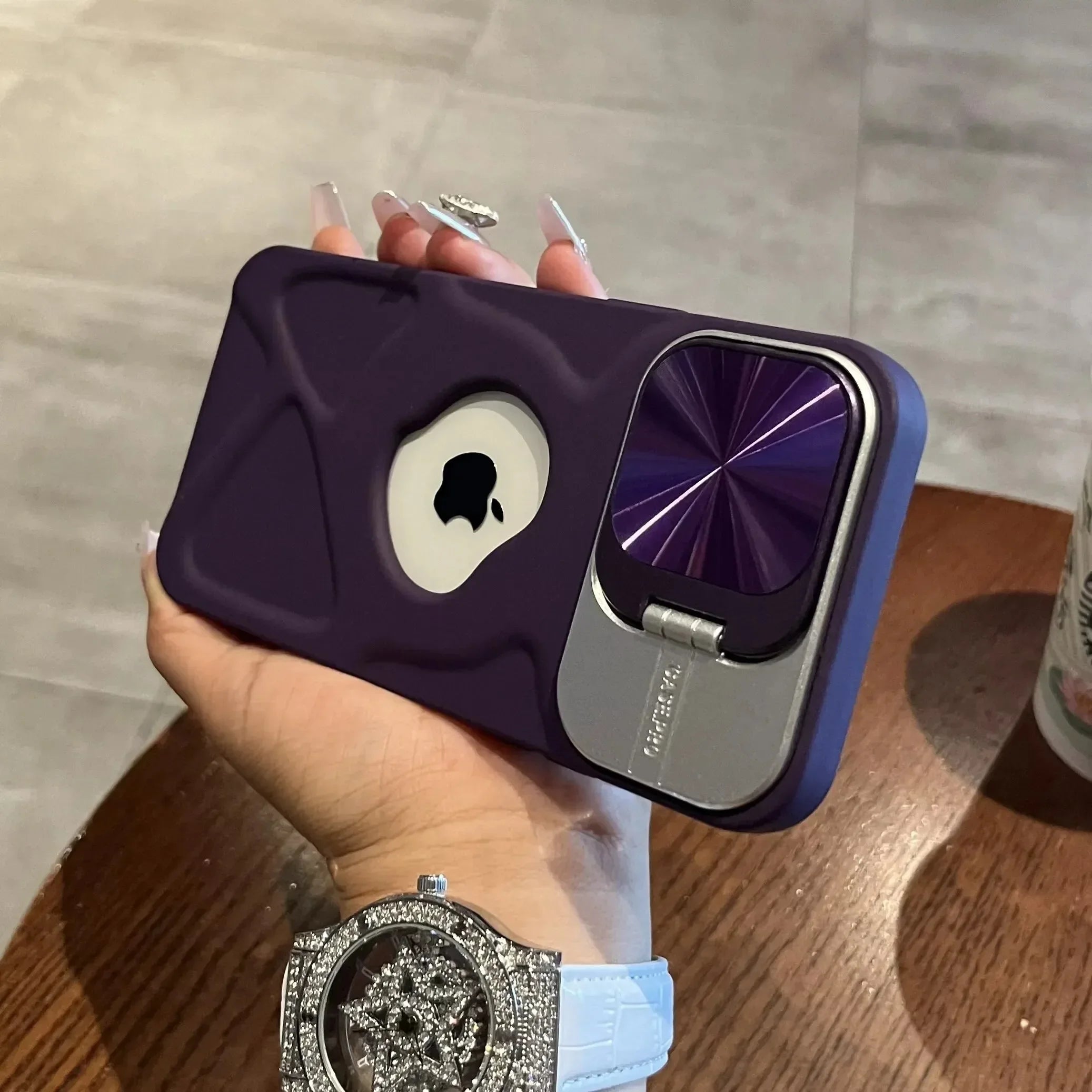 Magnetic Logo Flip Stand Lens Protection iPhone Case