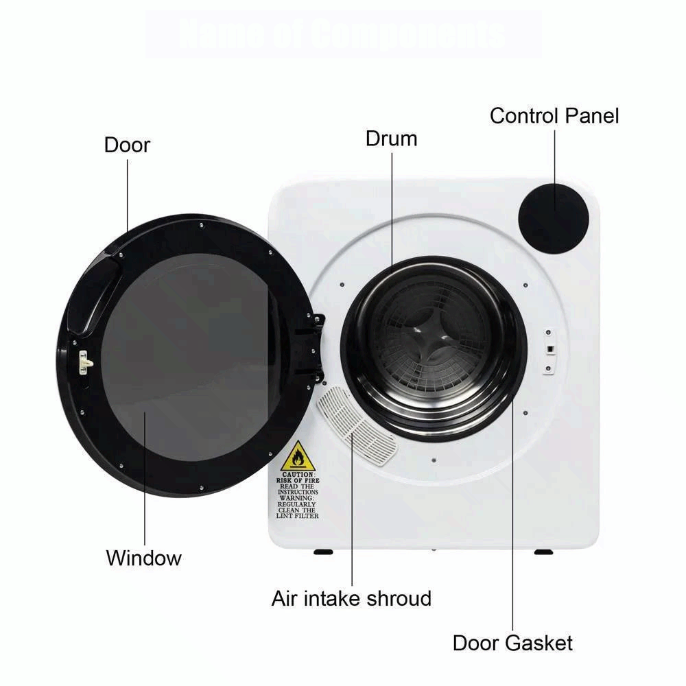 Compact Electric Clothes Dryer 3.5 Cu.ft Stainless Steel Home Laundry 13LB