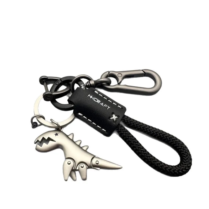 Leather Woven Keychain Metal Car Motorcycle Keyring Handbag Pendant Gift