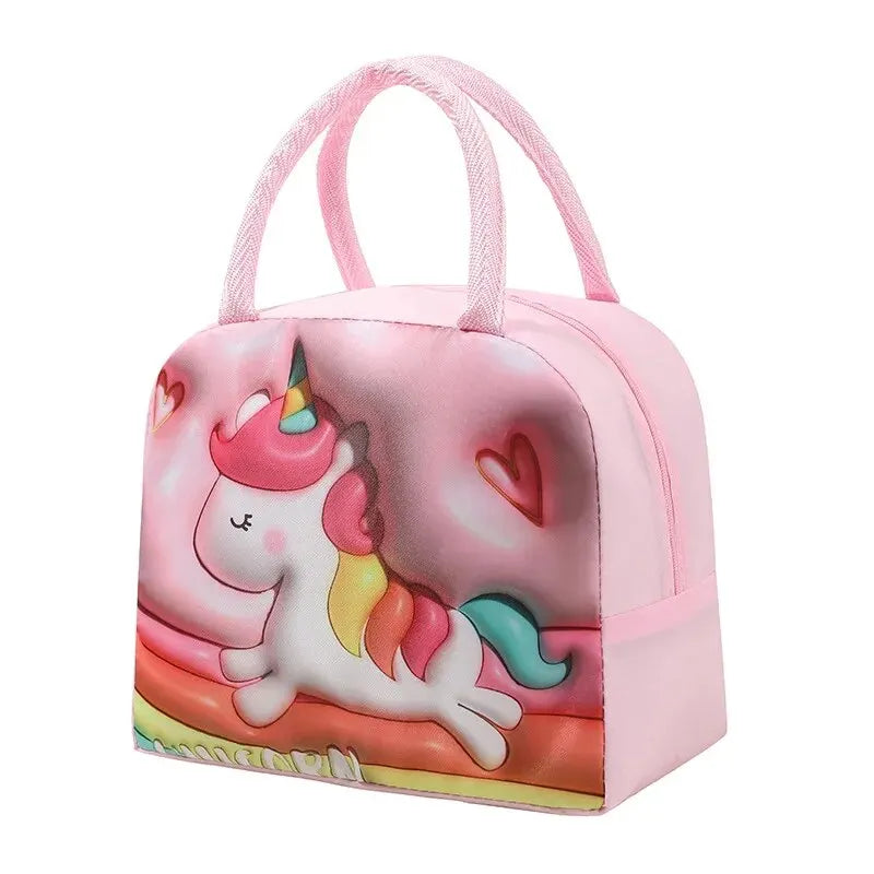 Cartoon Insulated Lunch Bag Kids Portable Thermal Bento Cooler Bag